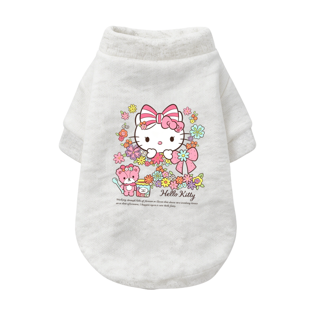 Blooming Floral Hello Kitty Pet Sweater, Kawaii Girly Puppy Cardigan