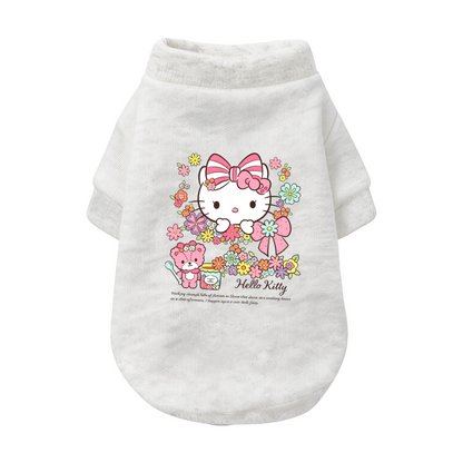 Blooming Floral Hello Kitty Pet Sweater, Kawaii Girly Puppy Cardigan