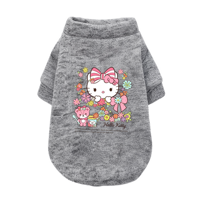 Blooming Floral Hello Kitty Pet Sweater, Kawaii Girly Puppy Cardigan