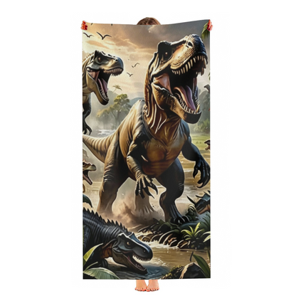 Epic Dinosaur Jungle Scene Beach Towel, Extra Plush Soft & Efficient Water Absorbing, Multiple Size Selections for Kids¡¯ Cozy Summer Beach Adventures