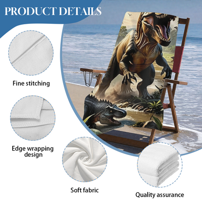 Epic Dinosaur Jungle Scene Beach Towel, Extra Plush Soft & Efficient Water Absorbing, Multiple Size Selections for Kids¡¯ Cozy Summer Beach Adventures