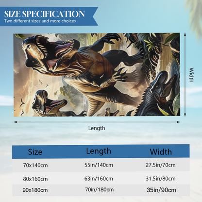 Epic Dinosaur Jungle Scene Beach Towel, Extra Plush Soft & Efficient Water Absorbing, Multiple Size Selections for Kids¡¯ Cozy Summer Beach Adventures