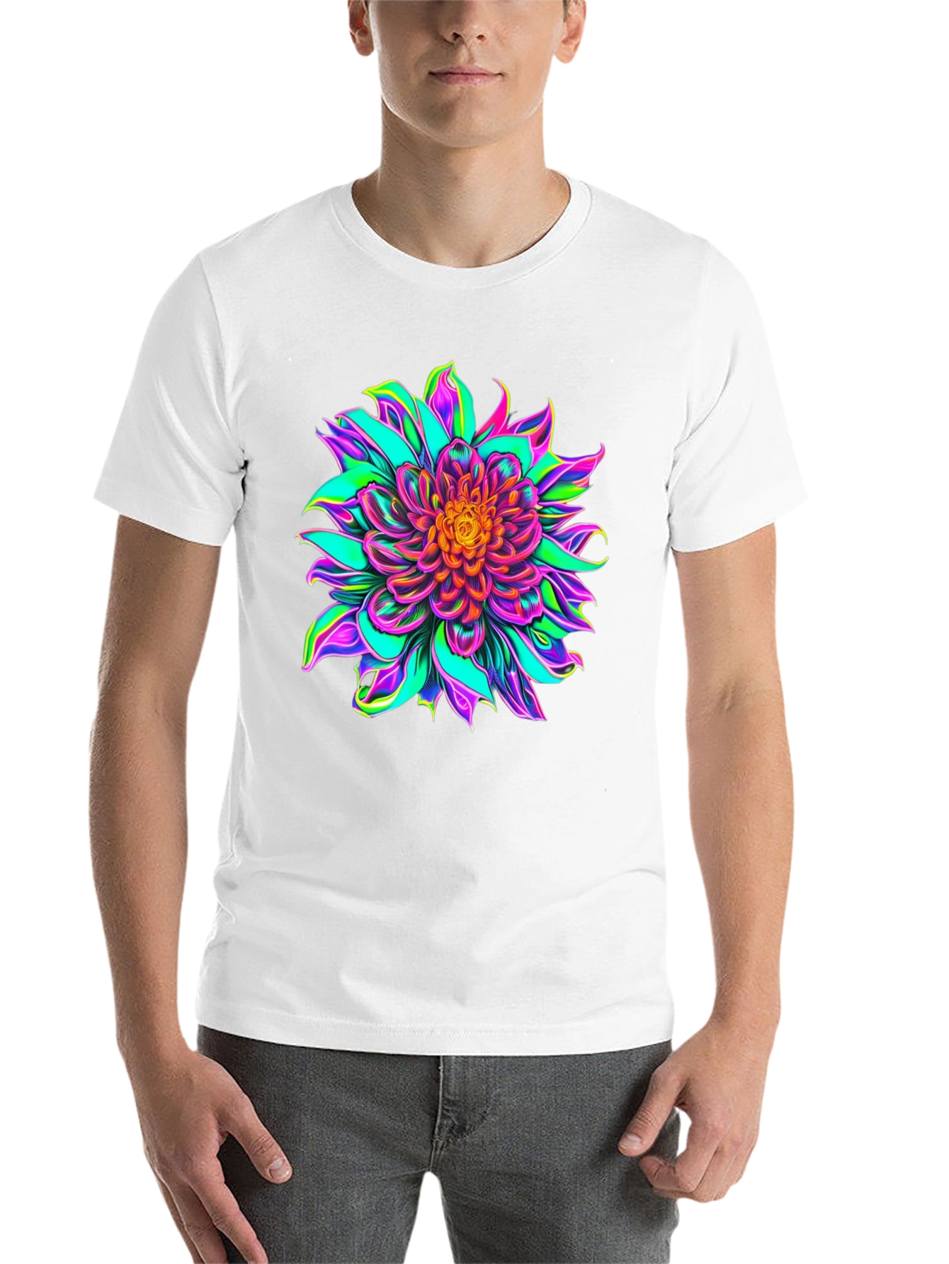 Vibrant Floral Graphic Black T-Shirt