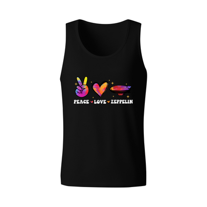 Peace Love Zeppelin Tie Dye Retro Rock Men Casual Tank Top