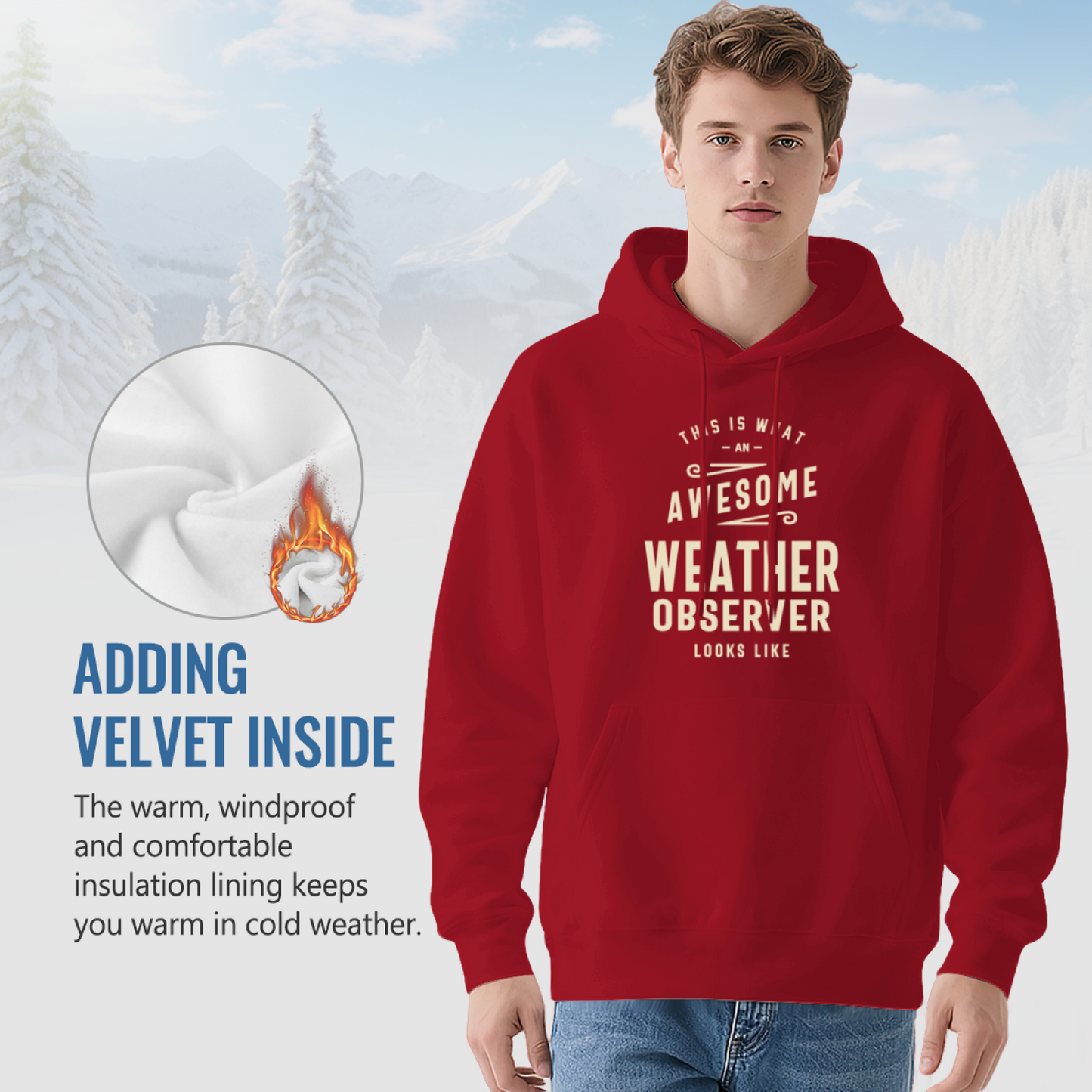 Graphic Pullover Hoodie: Awesome Weather Observer Design, Casual Comfort
