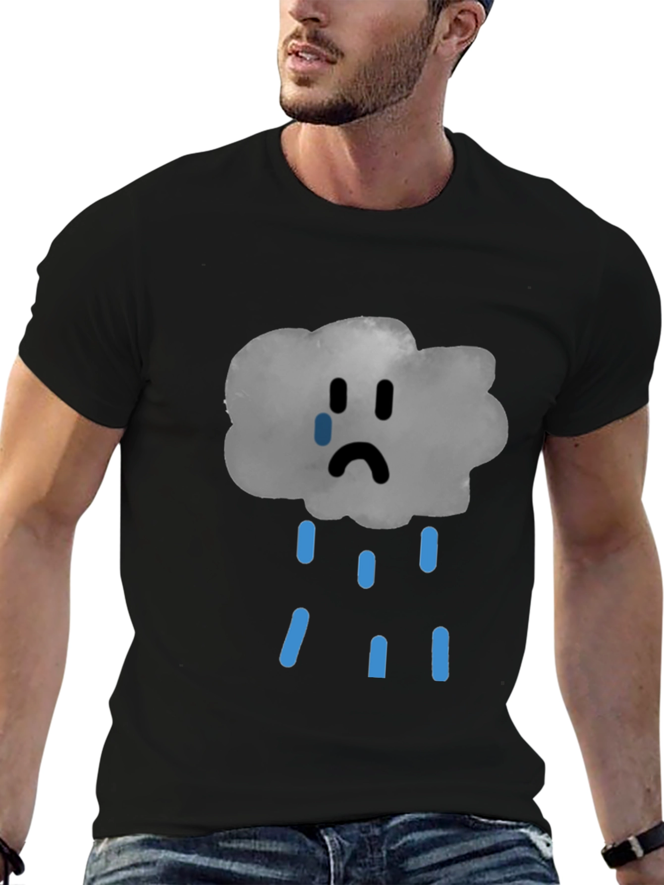 Sad Cloud Graphic Tee - Unisex Black T-Shirt