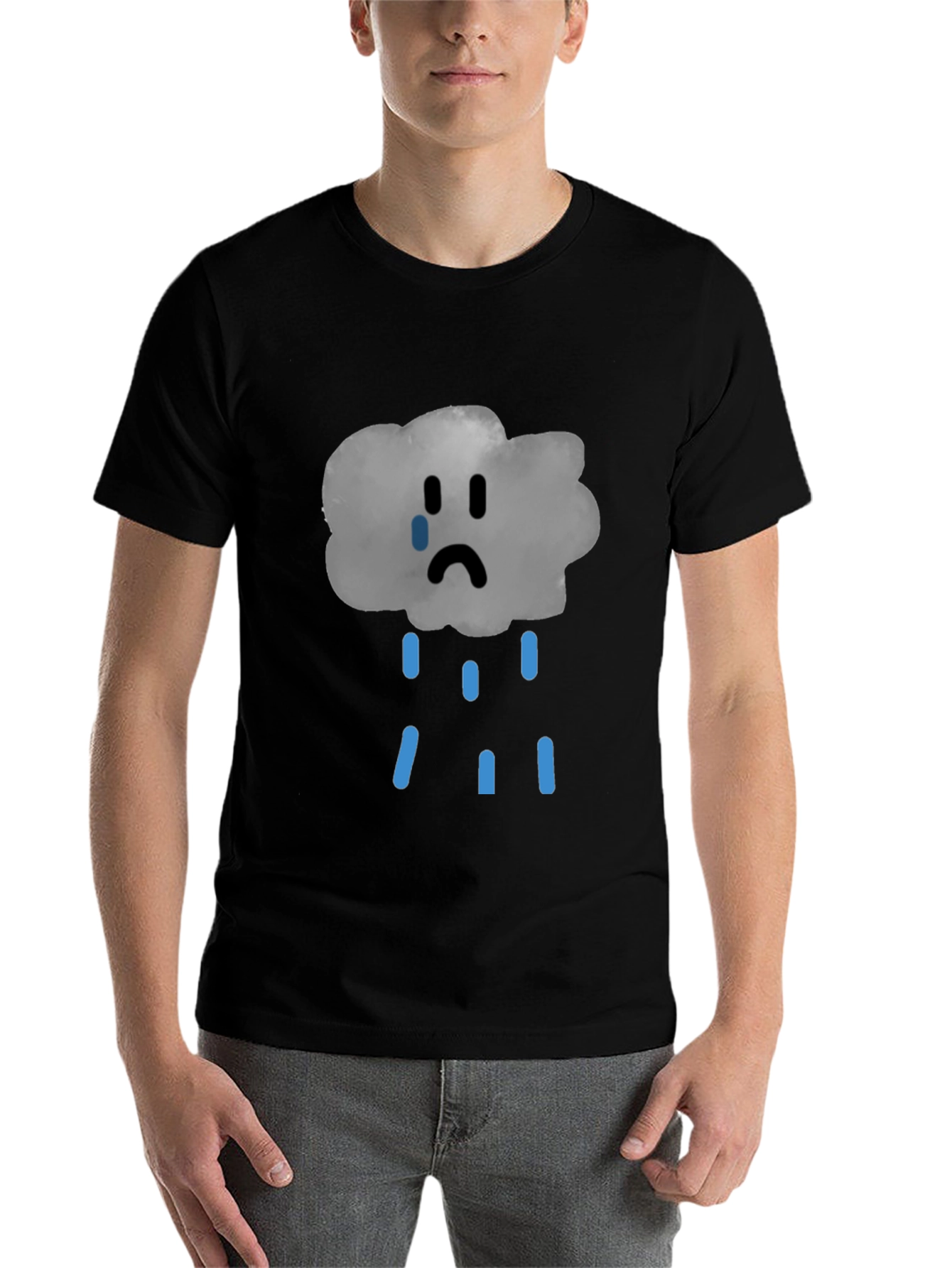 Sad Cloud Graphic Tee - Unisex Black T-Shirt