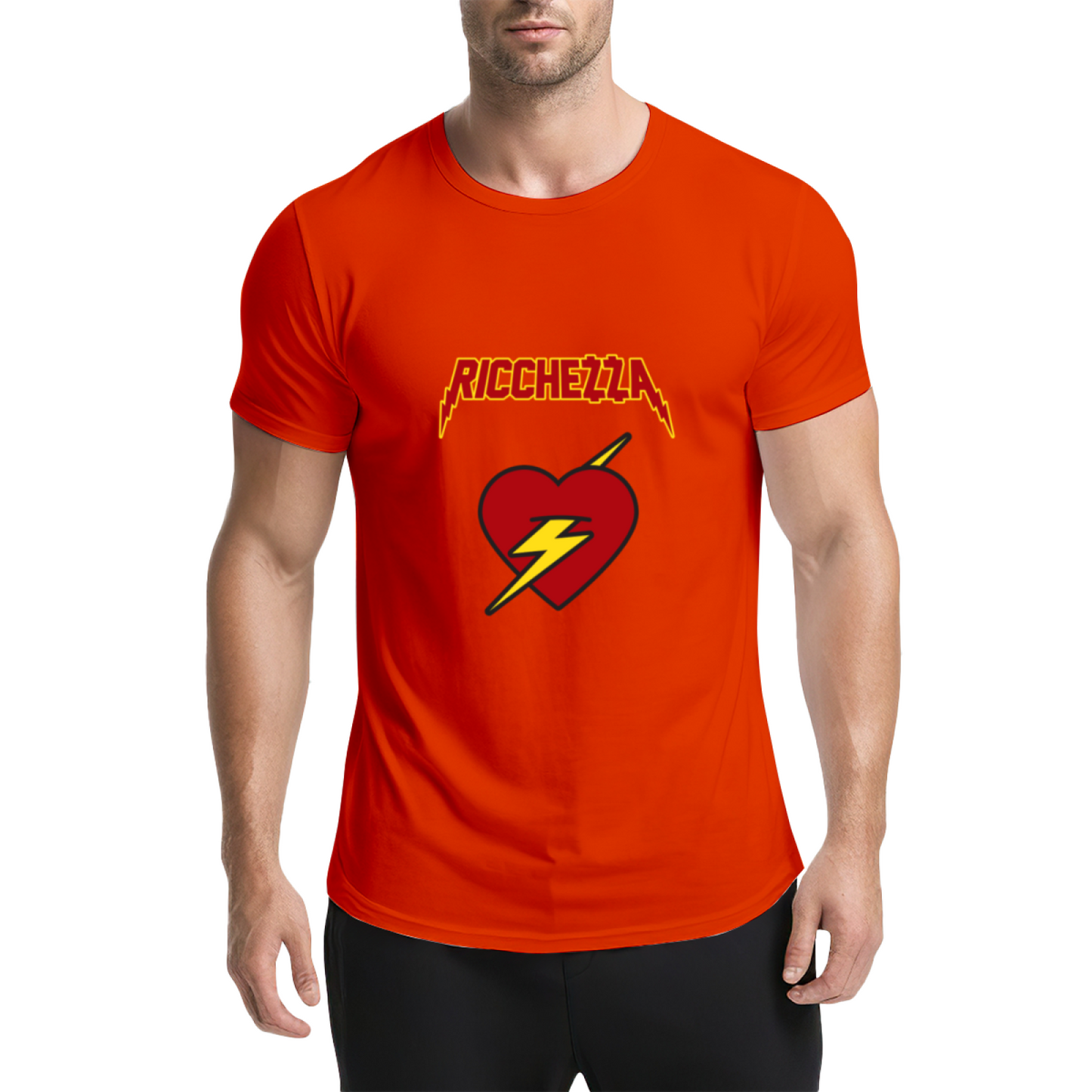 Ricchezza Lightning Bolt Red Heart Pink Tee