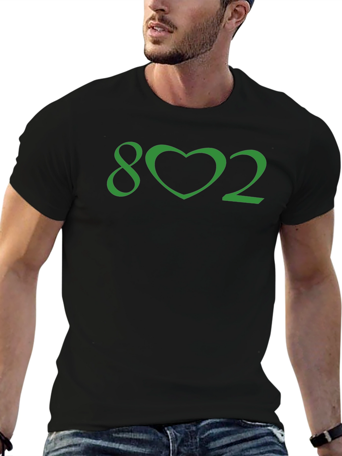Vermont Pride Tee - 802 Heart Graphic Black T-Shirt