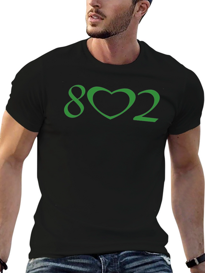 Vermont Pride Tee - 802 Heart Graphic Black T-Shirt