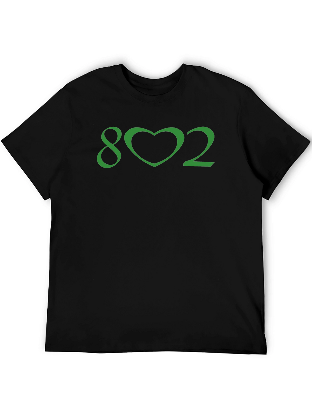 Vermont Pride Tee - 802 Heart Graphic Black T-Shirt