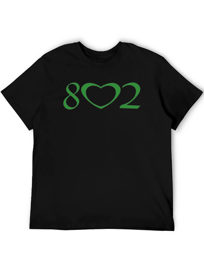 Vermont Pride Tee - 802 Heart Graphic Black T-Shirt