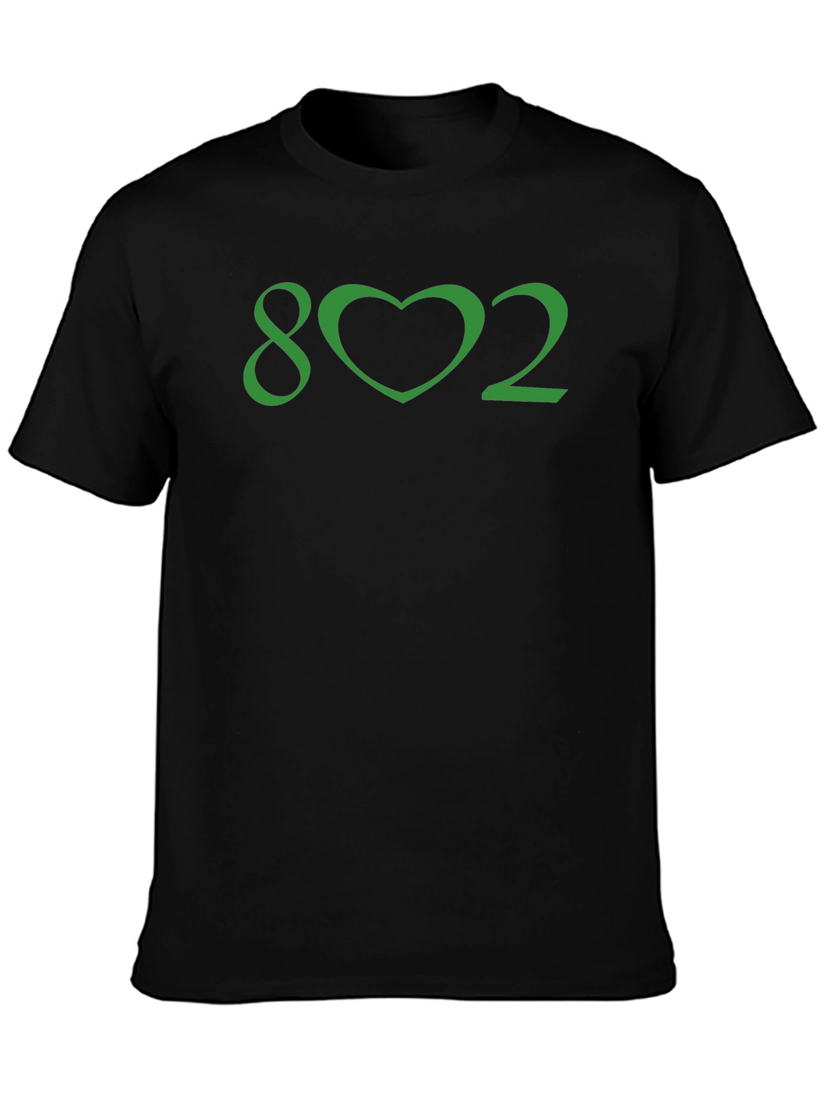 Vermont Pride Tee - 802 Heart Graphic Black T-Shirt