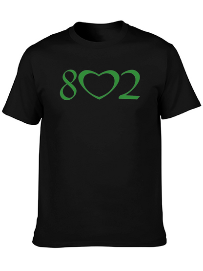 Vermont Pride Tee - 802 Heart Graphic Black T-Shirt