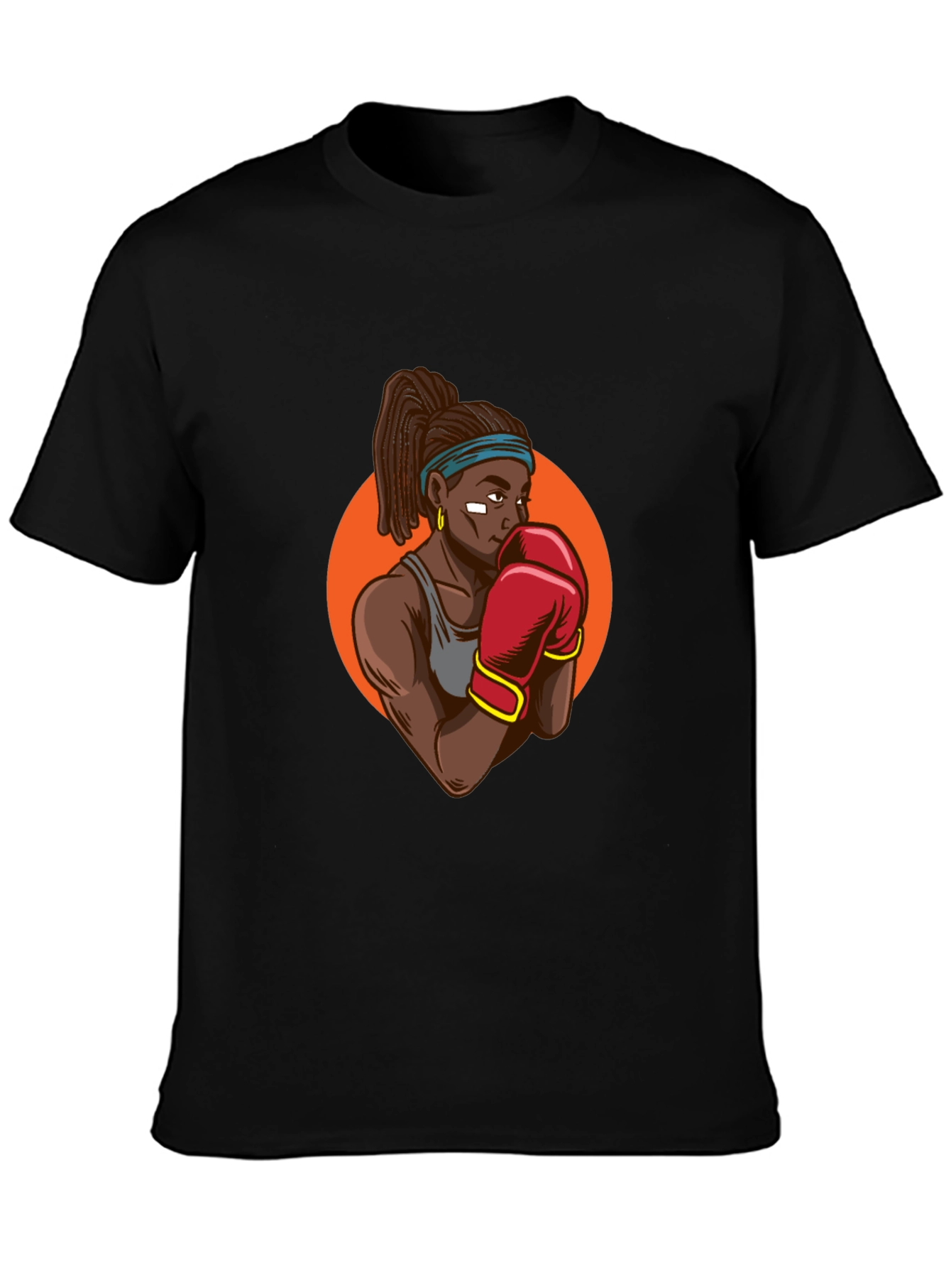 Black T-shirt With Boxer Graphic
