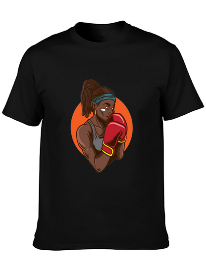 Black T-shirt With Boxer Graphic