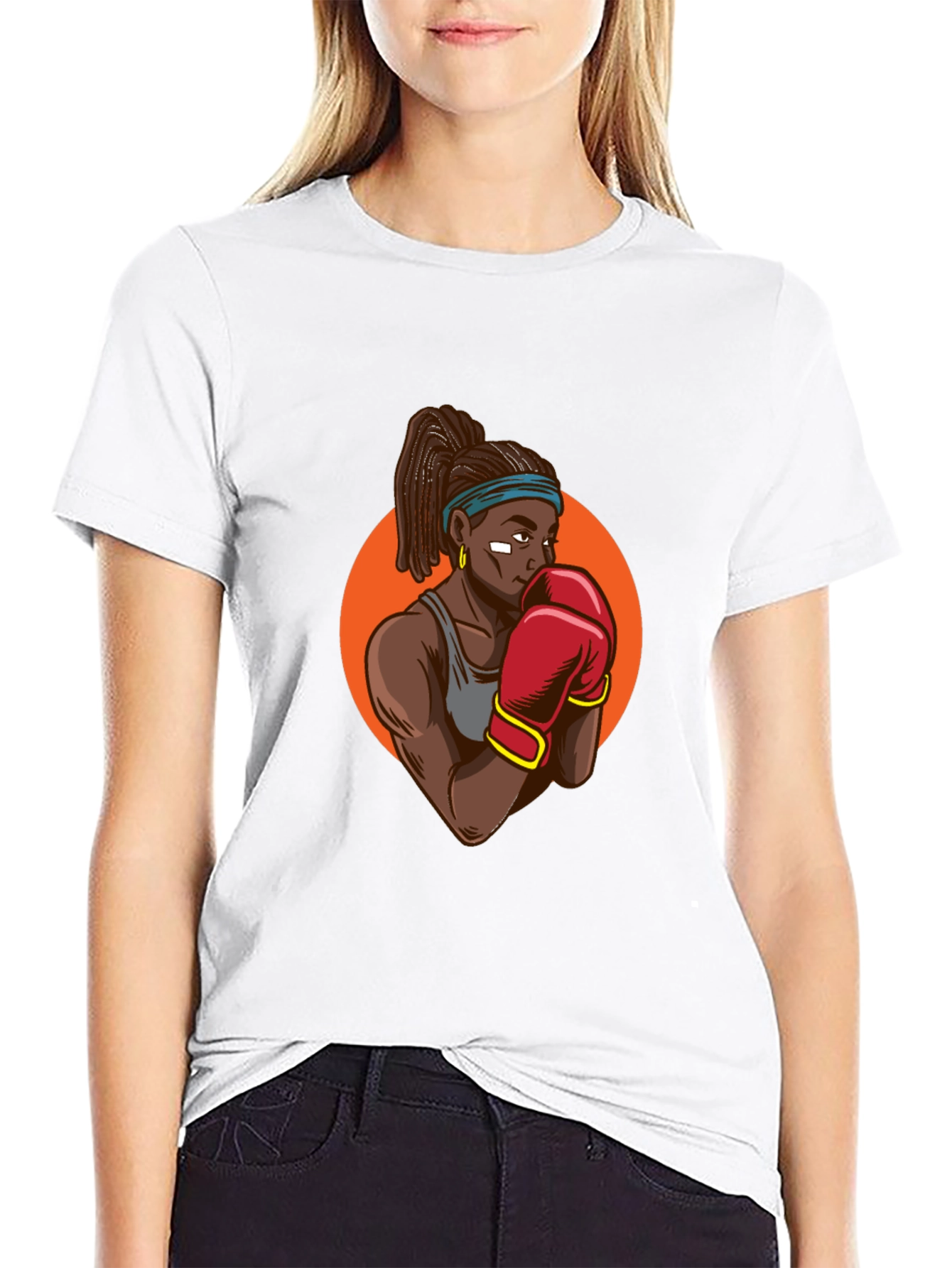 Black T-shirt With Boxer Graphic