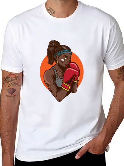 Black T-shirt With Boxer Graphic