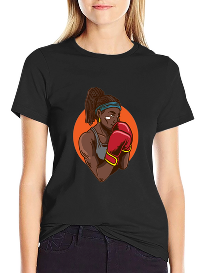 Black T-shirt With Boxer Graphic