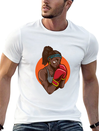 Black T-shirt With Boxer Graphic