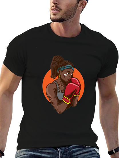 Black T-shirt With Boxer Graphic
