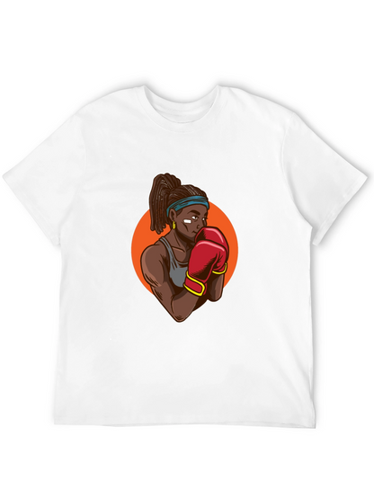 Black T-shirt With Boxer Graphic