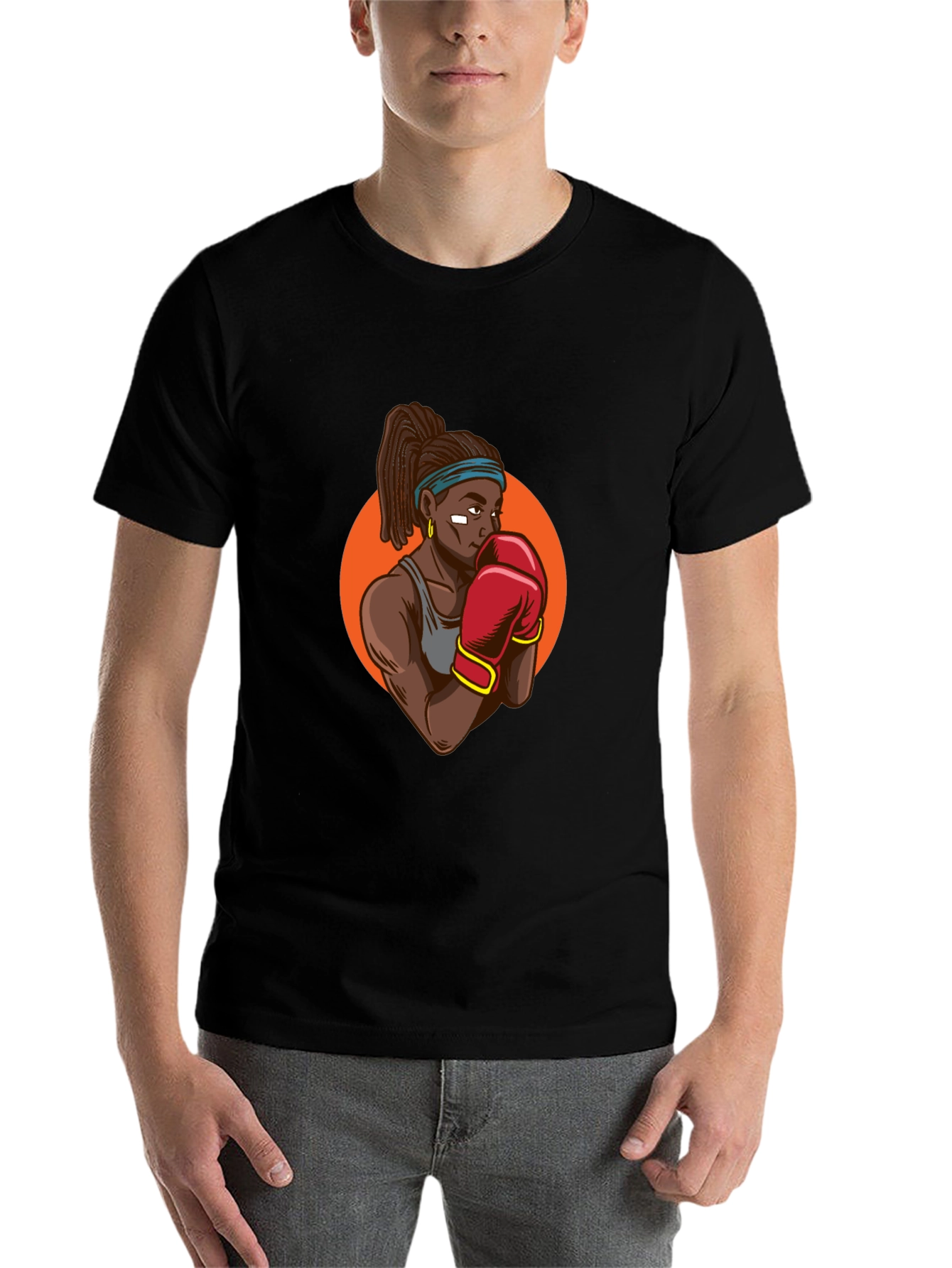 Black T-shirt With Boxer Graphic