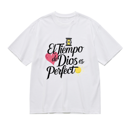 God¡¯s Timing Is Perfect Spanish Christian Quote Plus Size White T-Shirt