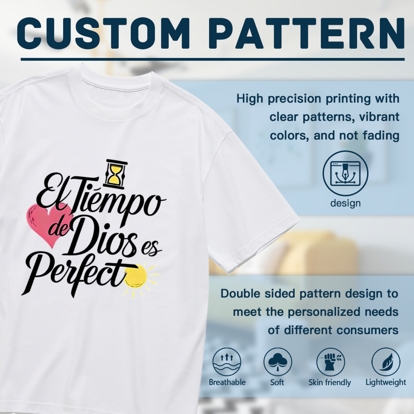 God¡¯s Timing Is Perfect Spanish Christian Quote Plus Size White T-Shirt