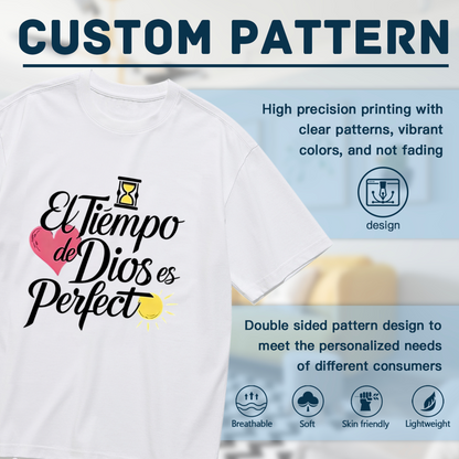 God¡¯s Timing Is Perfect Spanish Christian Quote Plus Size White T-Shirt
