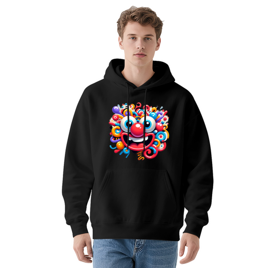 Colorful Abstract Clown Cartoon Print Hoodie, Comfort Trendy Street Top