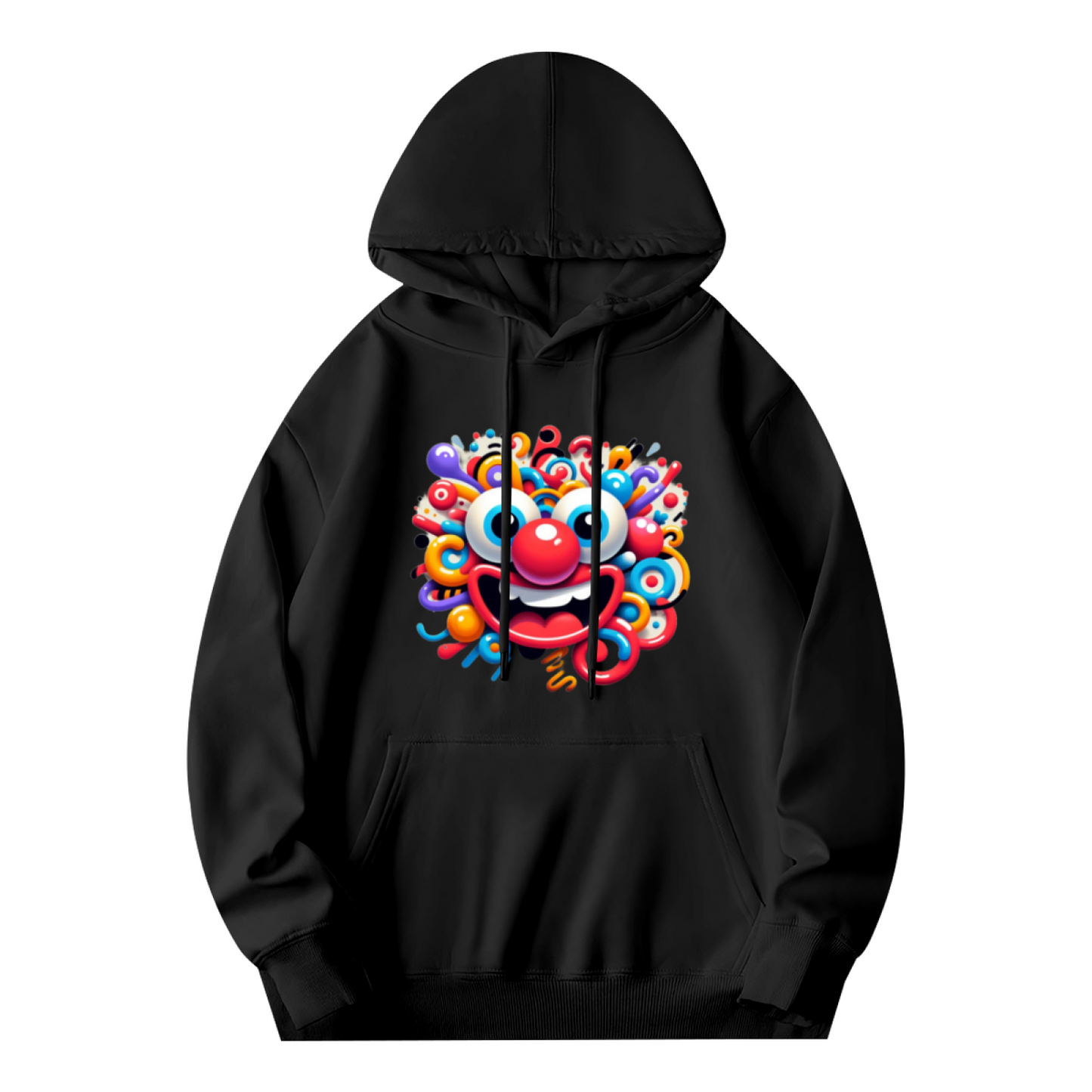 Colorful Abstract Clown Cartoon Print Hoodie, Comfort Trendy Street Top
