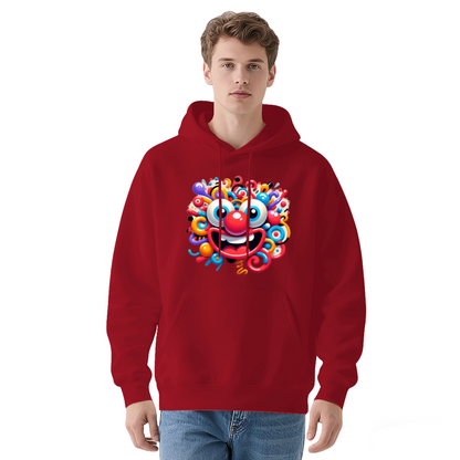 Colorful Abstract Clown Cartoon Print Hoodie, Comfort Trendy Street Top