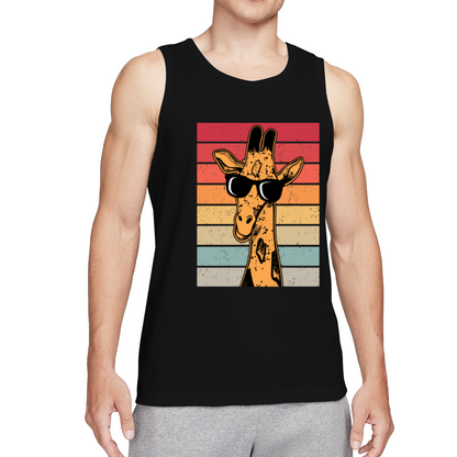 Retro Stripes Cool Sunglasses Giraffe Vintage Men Tank Top