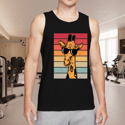 Retro Stripes Cool Sunglasses Giraffe Vintage Men Tank Top