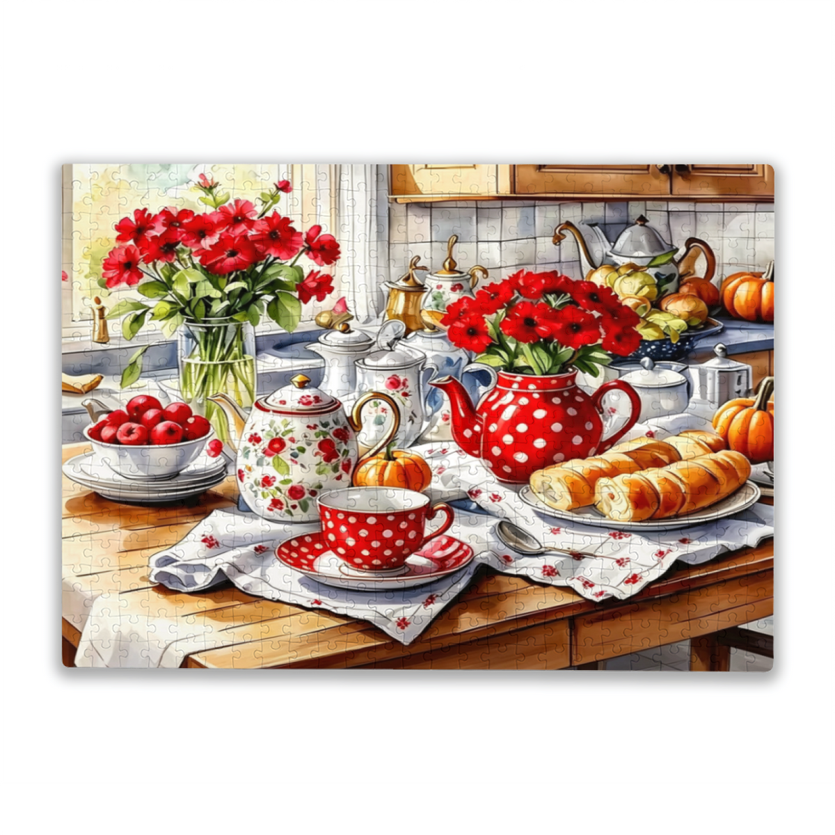 Cozy Autumn Tea Time Rustic Kitchen Jigsaw Puzzle