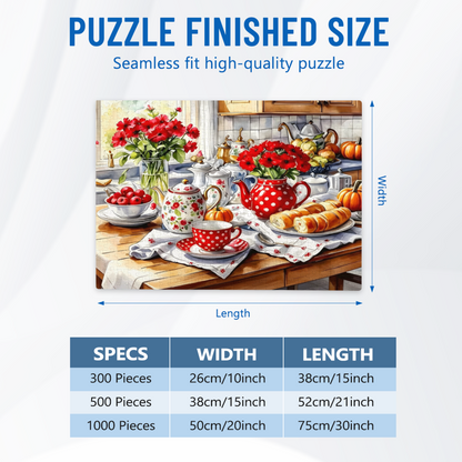 Cozy Autumn Tea Time Rustic Kitchen Jigsaw Puzzle