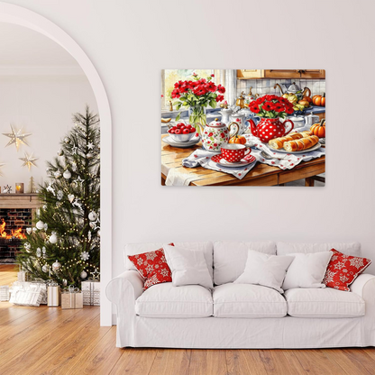 Cozy Autumn Tea Time Rustic Kitchen Jigsaw Puzzle