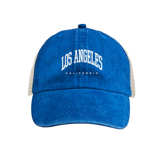 Los Angeles California Retro Washed Mesh Trucker Hat Classic City Souvenir Cap