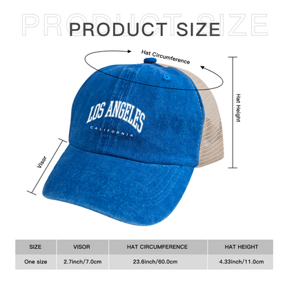Los Angeles California Retro Washed Mesh Trucker Hat Classic City Souvenir Cap
