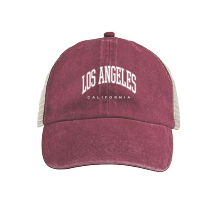 Los Angeles California Retro Washed Mesh Trucker Hat Classic City Souvenir Cap