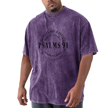 Psalms 91 Black Circular Text Print