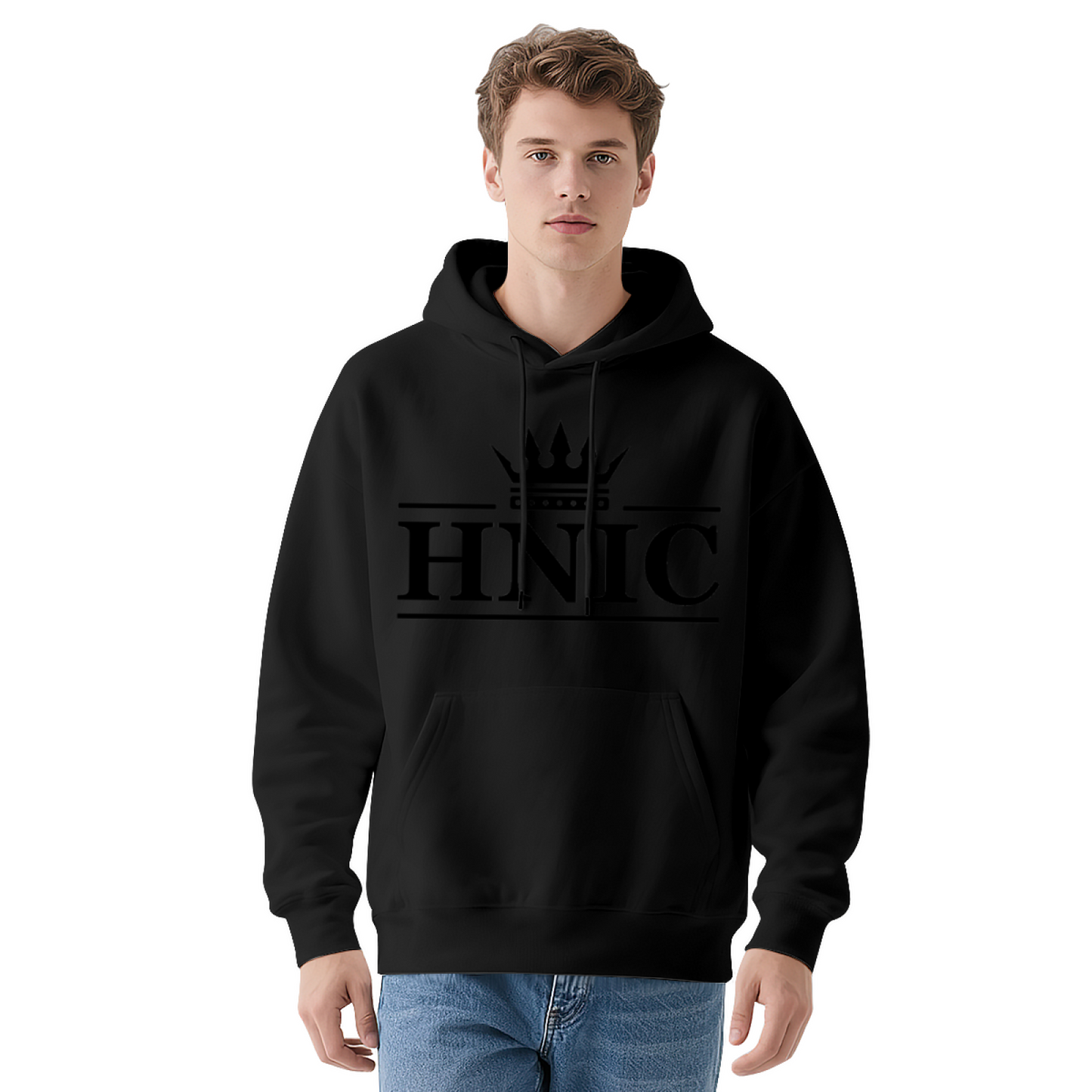 Classic HNIC Crown Logo White Hoodie, Soft Minimalist Top