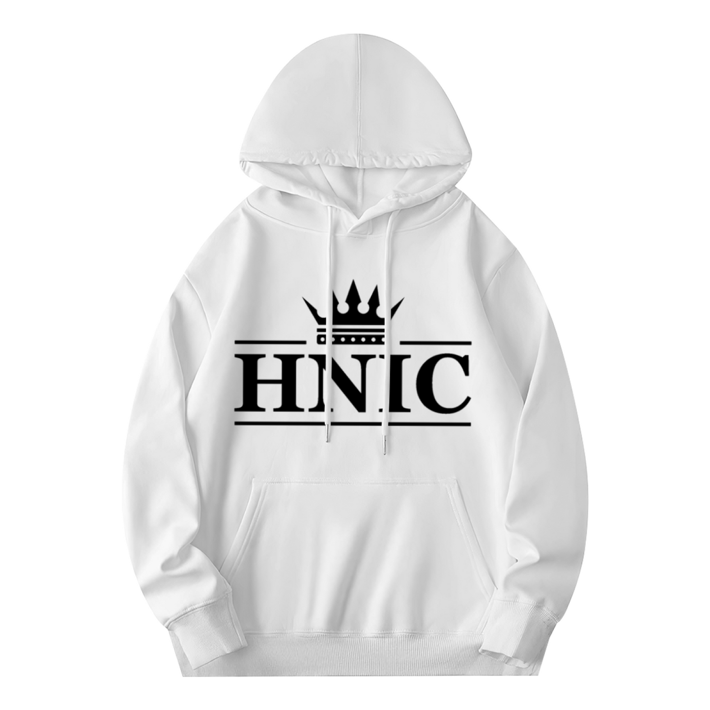 Classic HNIC Crown Logo White Hoodie, Soft Minimalist Top