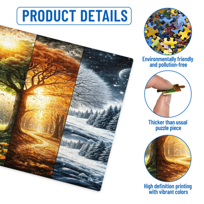Four Seasons Single Tree Scenic Jigsaw Puzzle | Spring Summer Autumn Winter Nature Art Puzzle 300/500/1000pcs