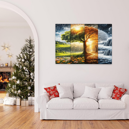 Four Seasons Single Tree Scenic Jigsaw Puzzle | Spring Summer Autumn Winter Nature Art Puzzle 300/500/1000pcs