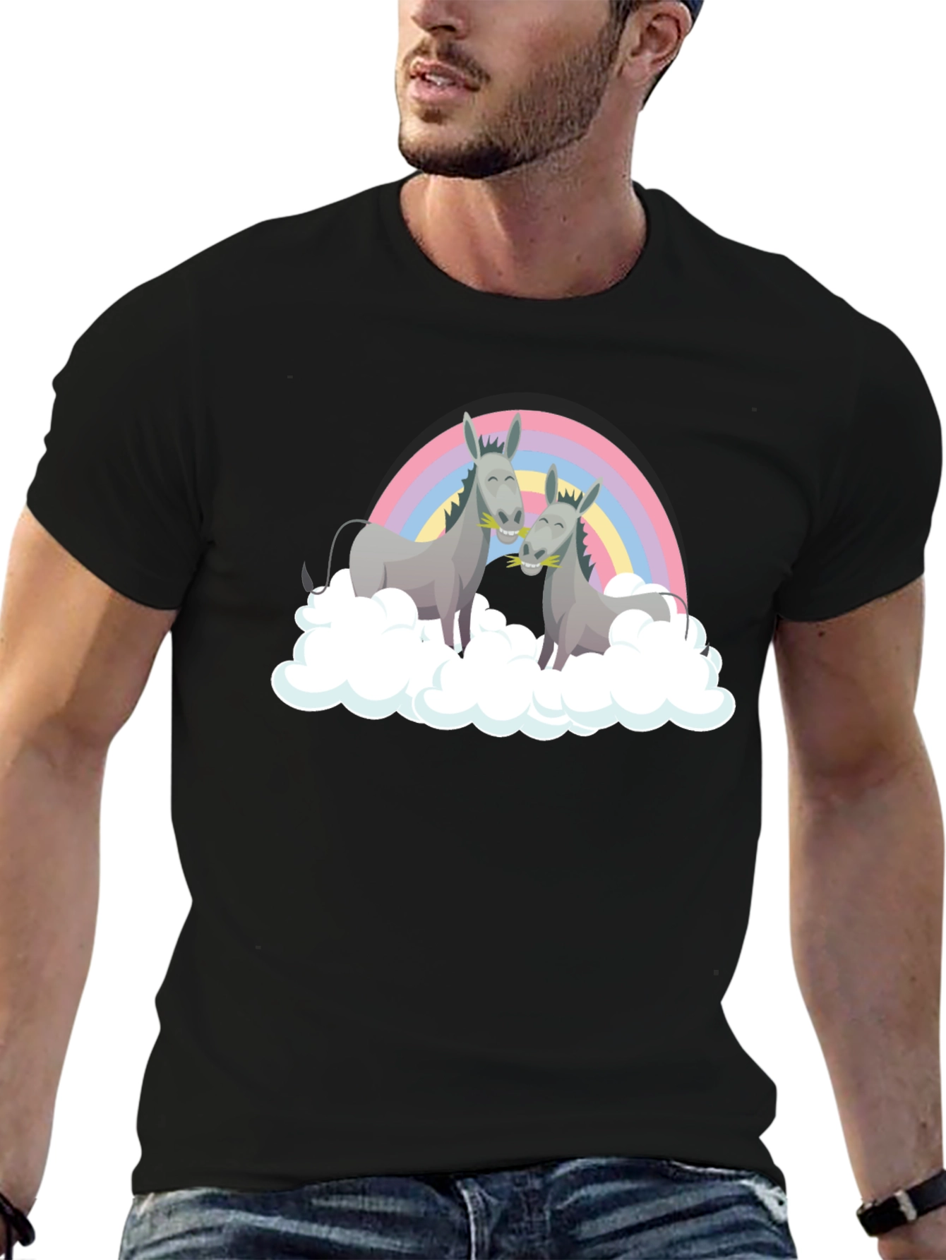 Rainbow Donkey Couple Graphic Tee