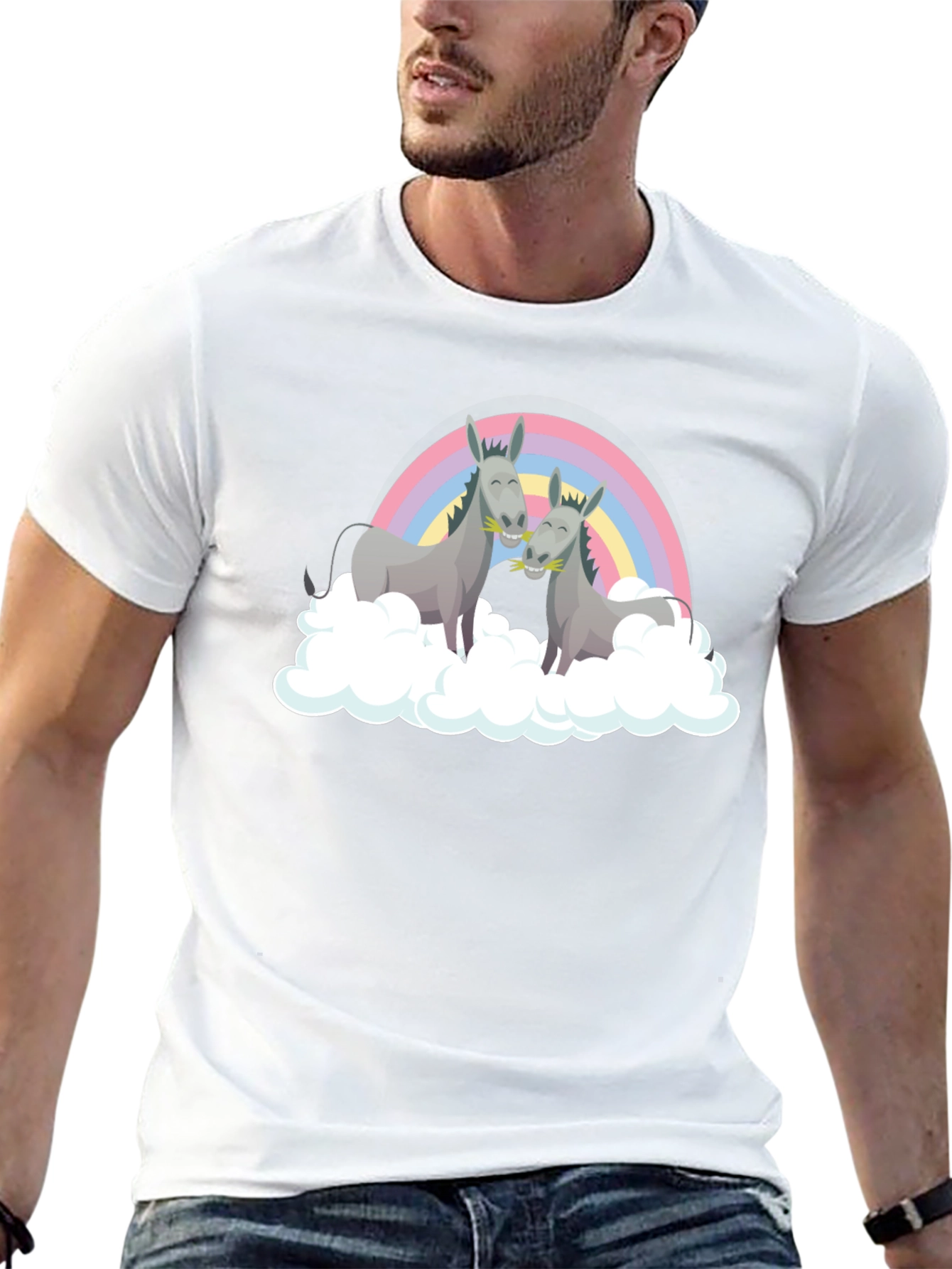 Rainbow Donkey Couple Graphic Tee