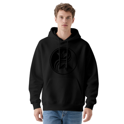 Minimalist Yin Yang Tea Leaf Zen Graphic Hoodie, Unisex Relax Daily Wear