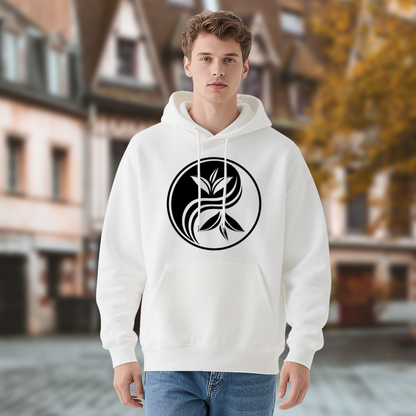 Minimalist Yin Yang Tea Leaf Zen Graphic Hoodie, Unisex Relax Daily Wear
